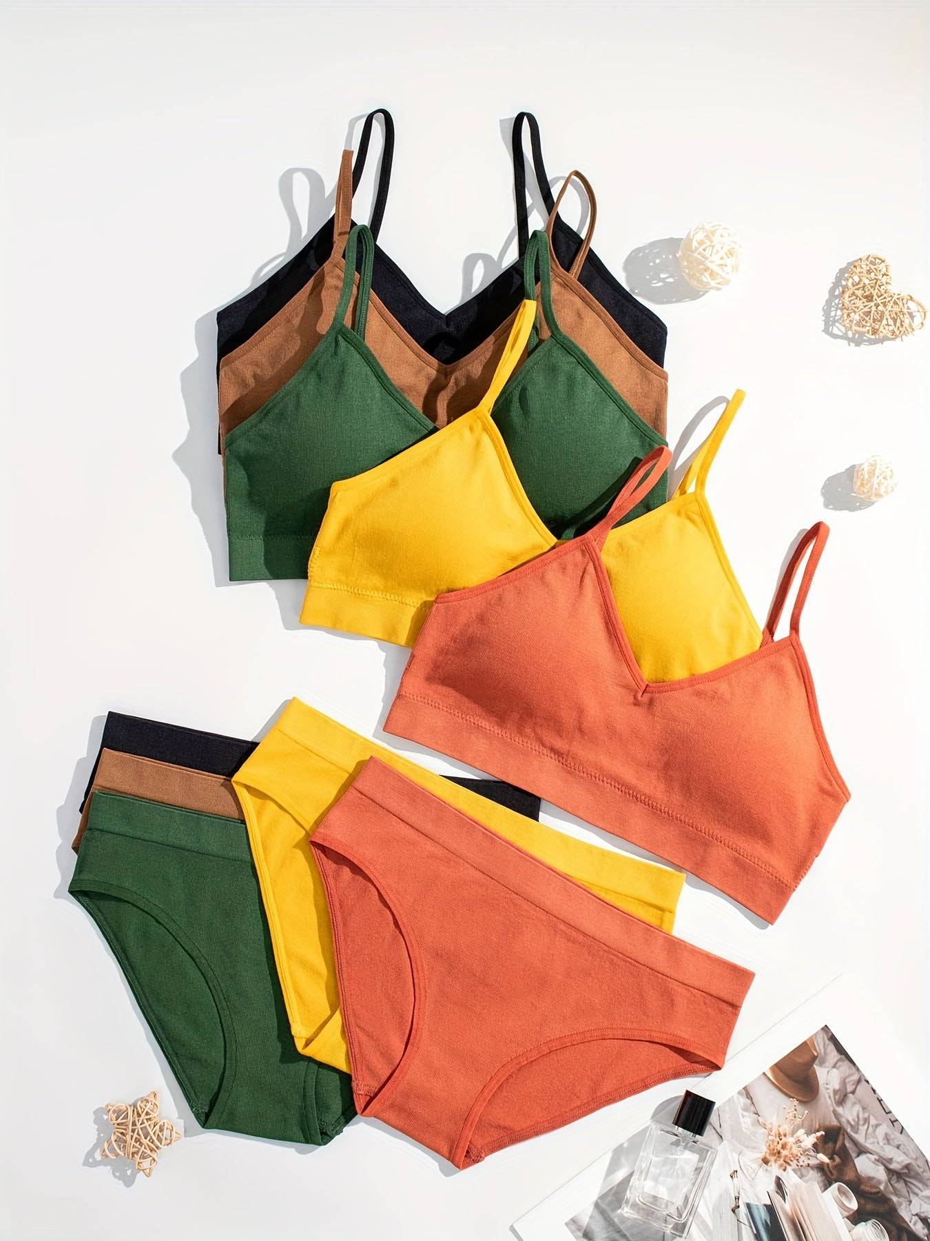 5-Piece Seamless Lingerie Set for Women Strapless Bra & Low-Waisted Panties with Light Padding & Stretch Fit