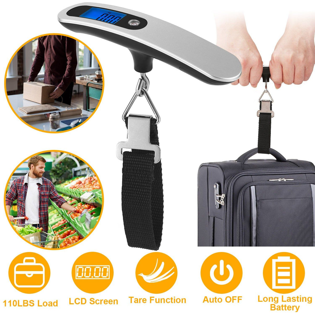 Portable Digital Luggage Scale With LCD Display And T Handle