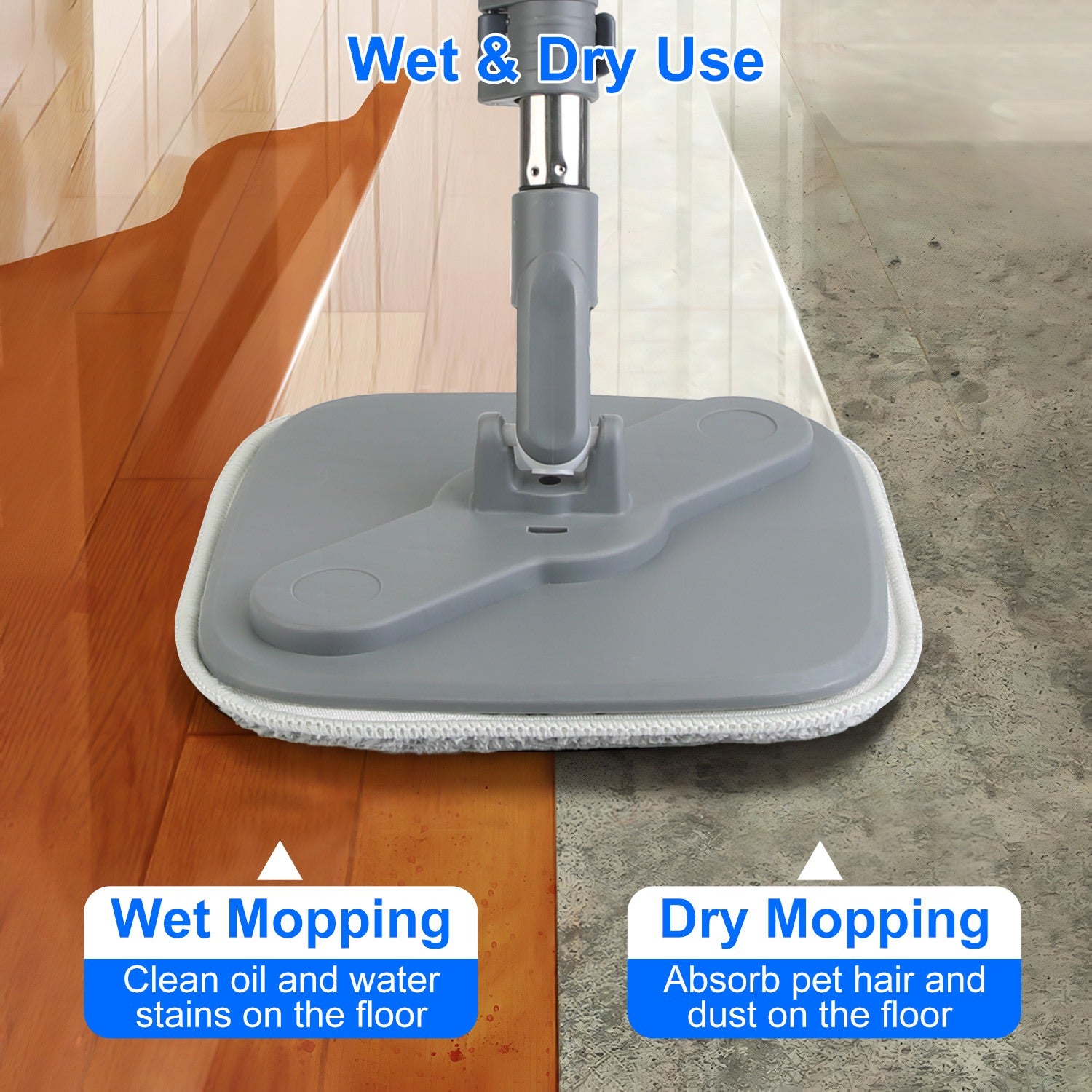 Spin Mop with Dual Compartment Bucket and Microfiber Pads