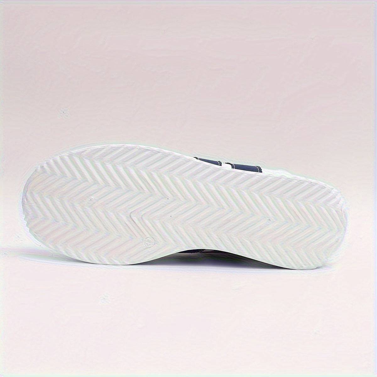 Women’s Lightweight Sneakers – Cushioned Insoles, Non-Slip Sole, White with Navy Accents