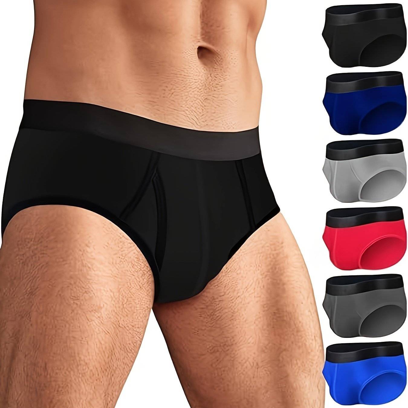 Men’s Briefs 6-Pack – Soft Breathable Rayon, U-Pouch Comfort, With Fly, Non-See-Through Fit
