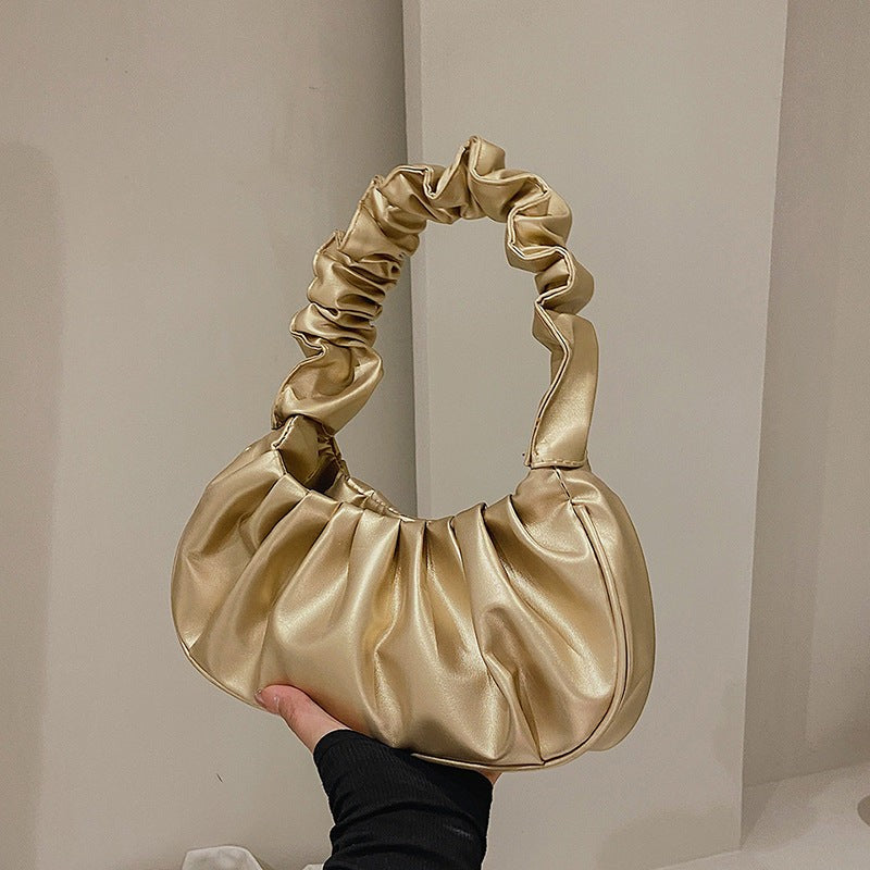 Women Cloud Pleated Shoulder Bag in Pure Color
