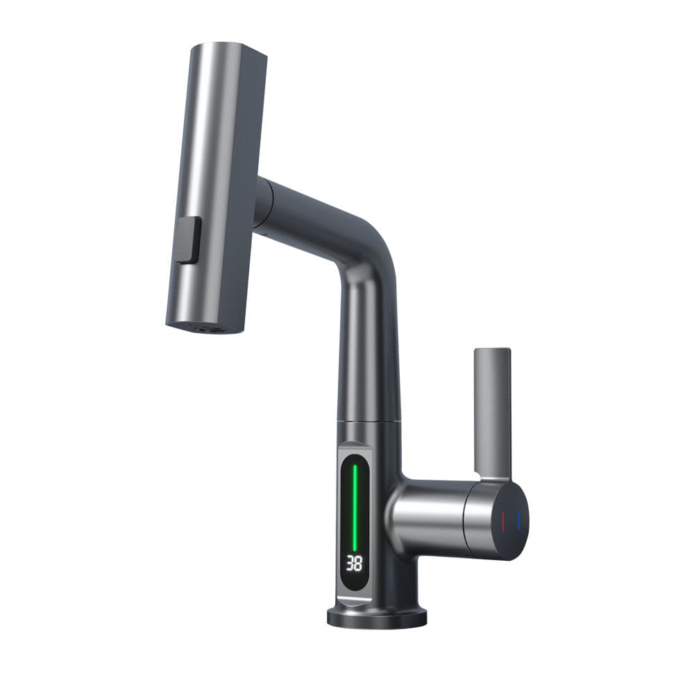 Intelligent Digital Display Faucet Pull-out Basin Faucet Temperature Digital Display Rotation - PMMNAPOLES