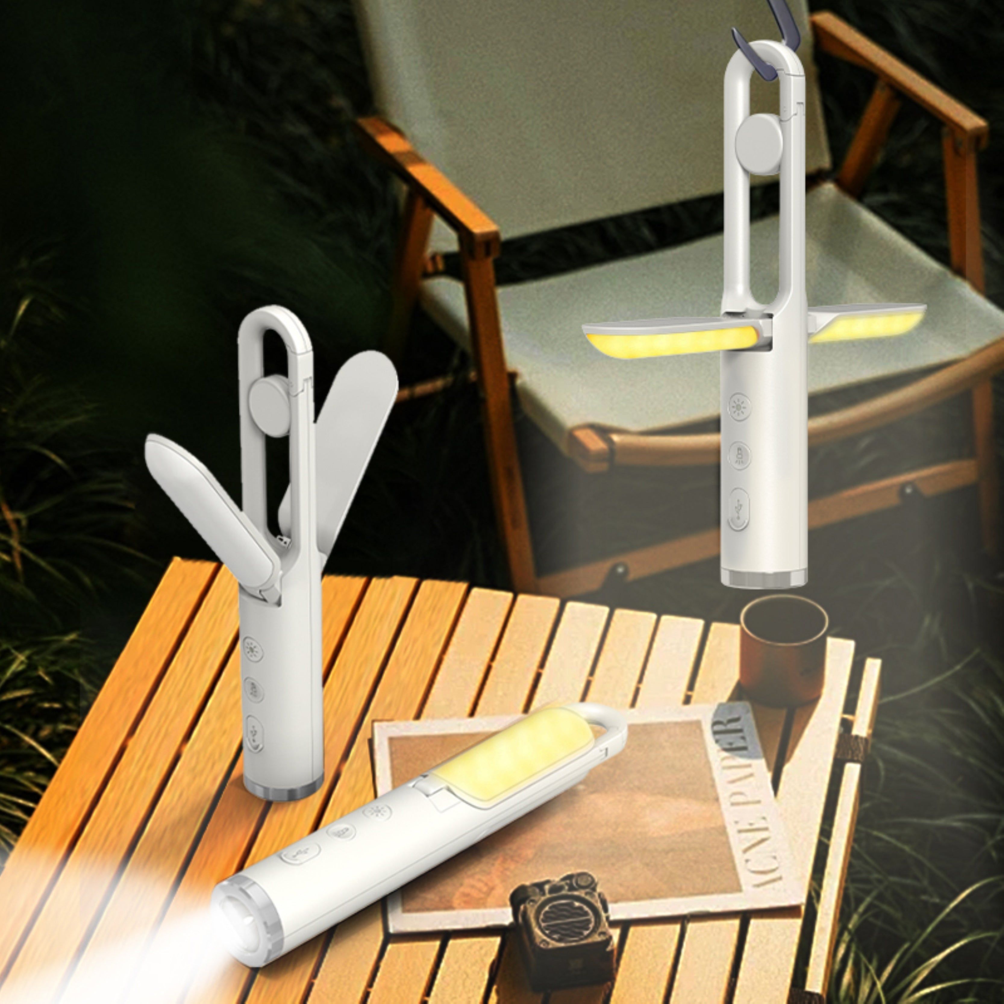 LED Camping Lantern 3 in 1 Foldable Rechargeable Light