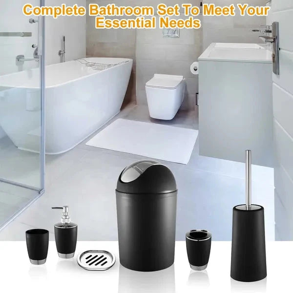 Bathroom Set 6 Piece Accessories with Dispenser and Holder