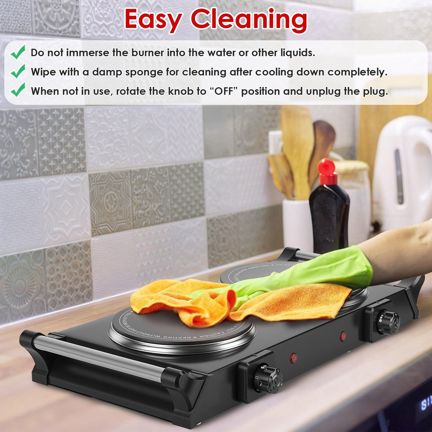 Portable Electric Cooktop Double Burner