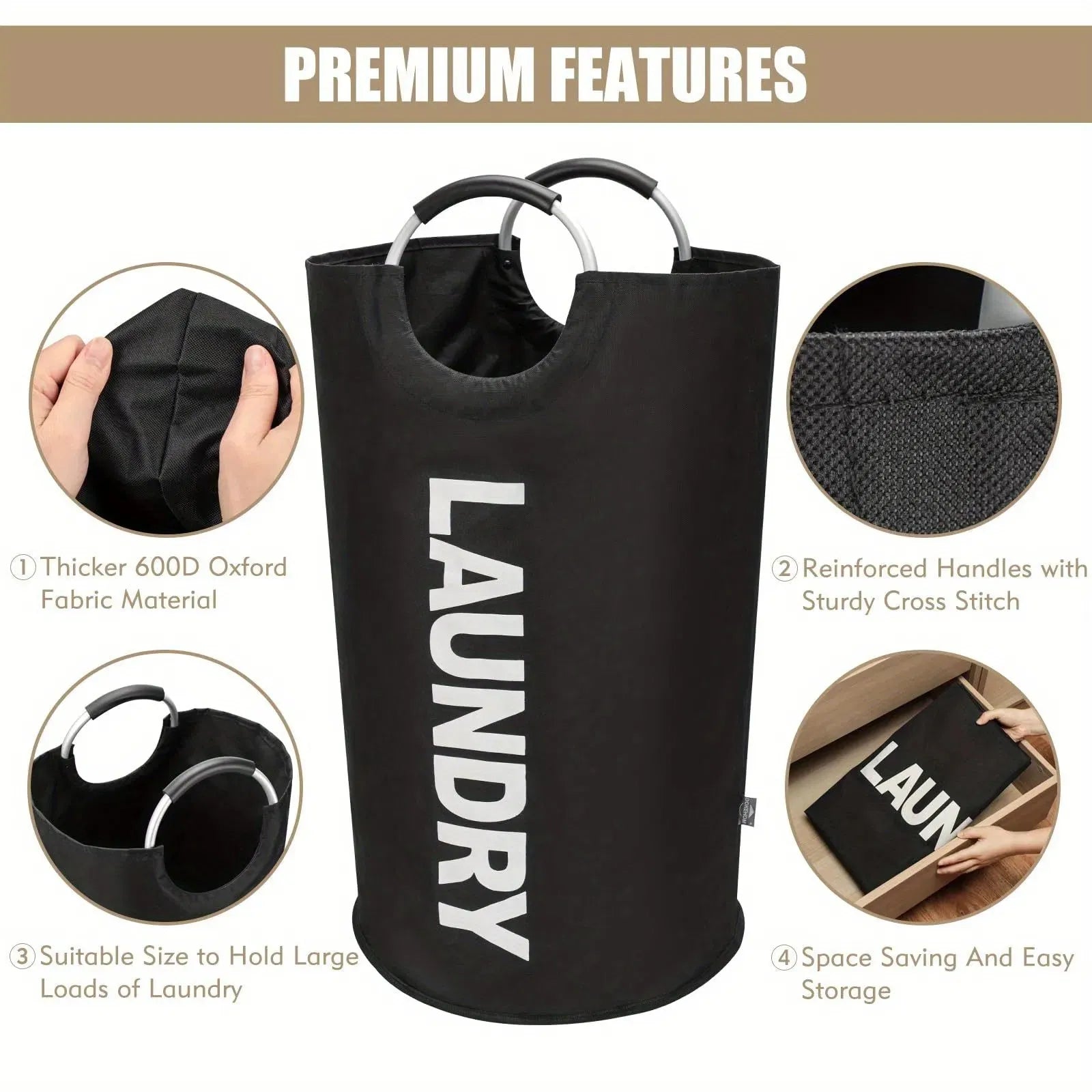 Laundry Basket Waterproof Fabric Lightweight Storage Bin