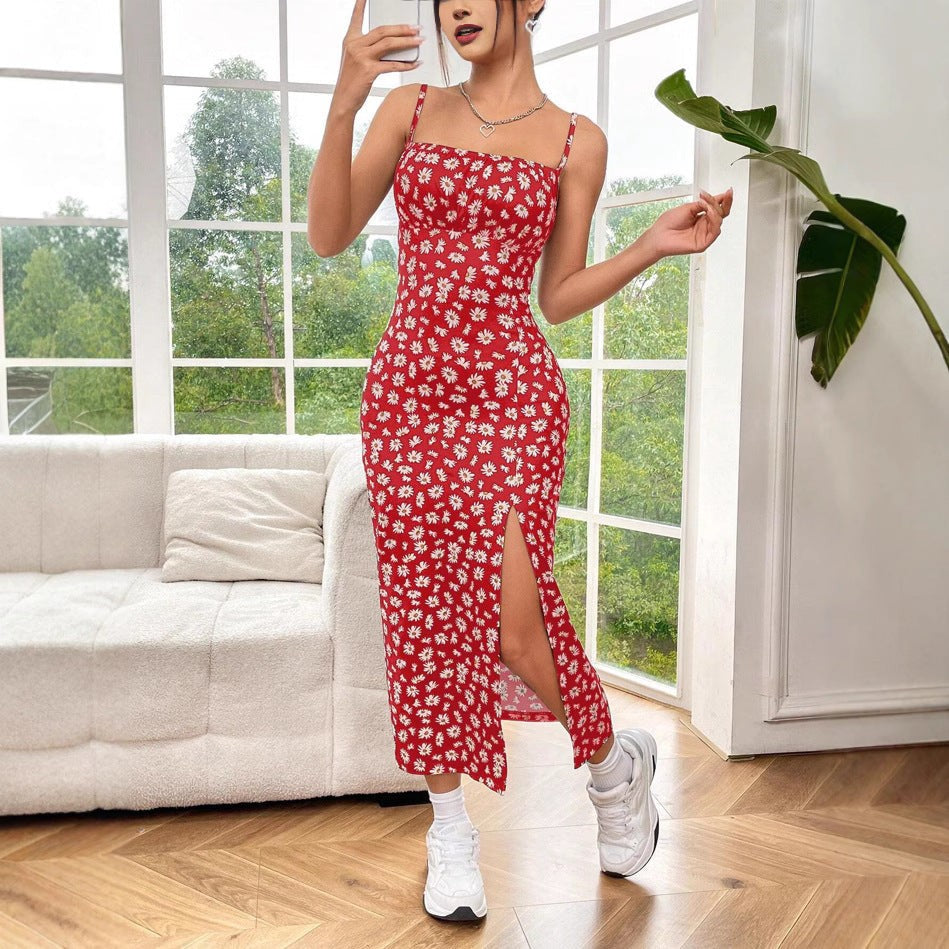 Women’s Sleeveless Sunflower Print Dress Casual Style