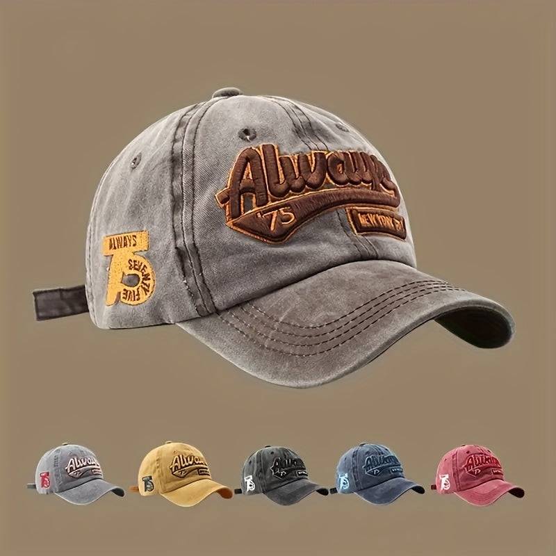Brown 'Always' baseball cap with four additional color options, part of 6pcs adjustable lightweight hats for outdoor and travel fashion.