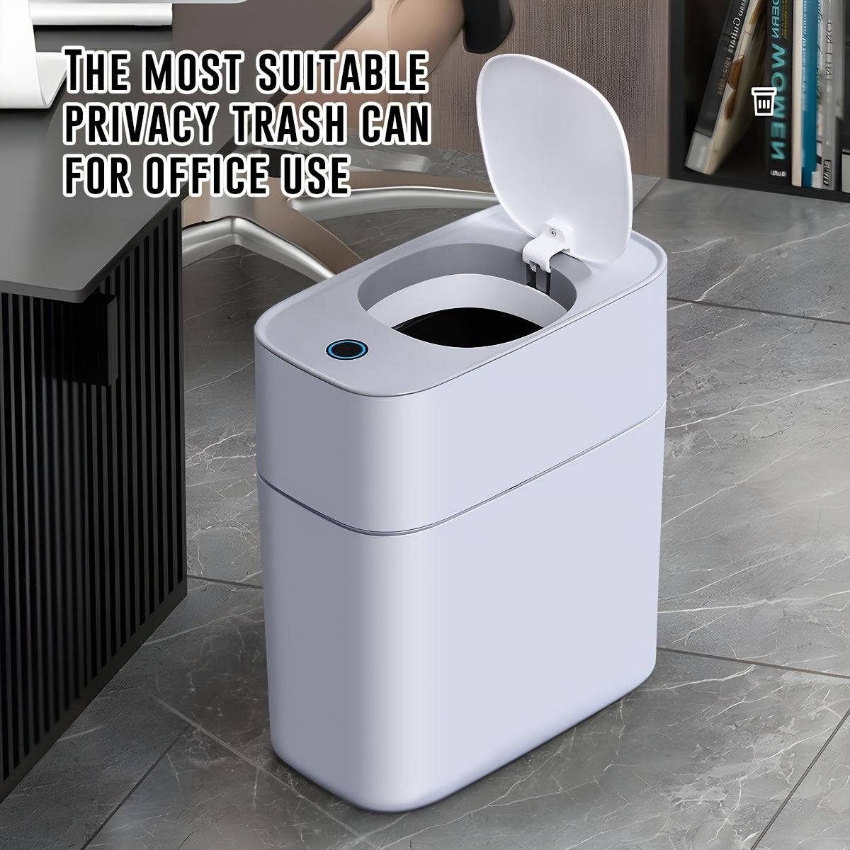 15L Bathroom Trash Can with Lid, Large Capacity Waste Bin with Creative Gap Design, Modern Paper Basket for Home or Office