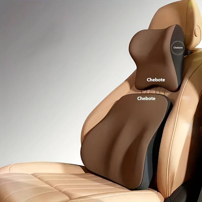 Ergonomic Car Saddle Set Memory Foam Lumbar Support & Neck Pillow, Machine Washable for Car Travel Comfort