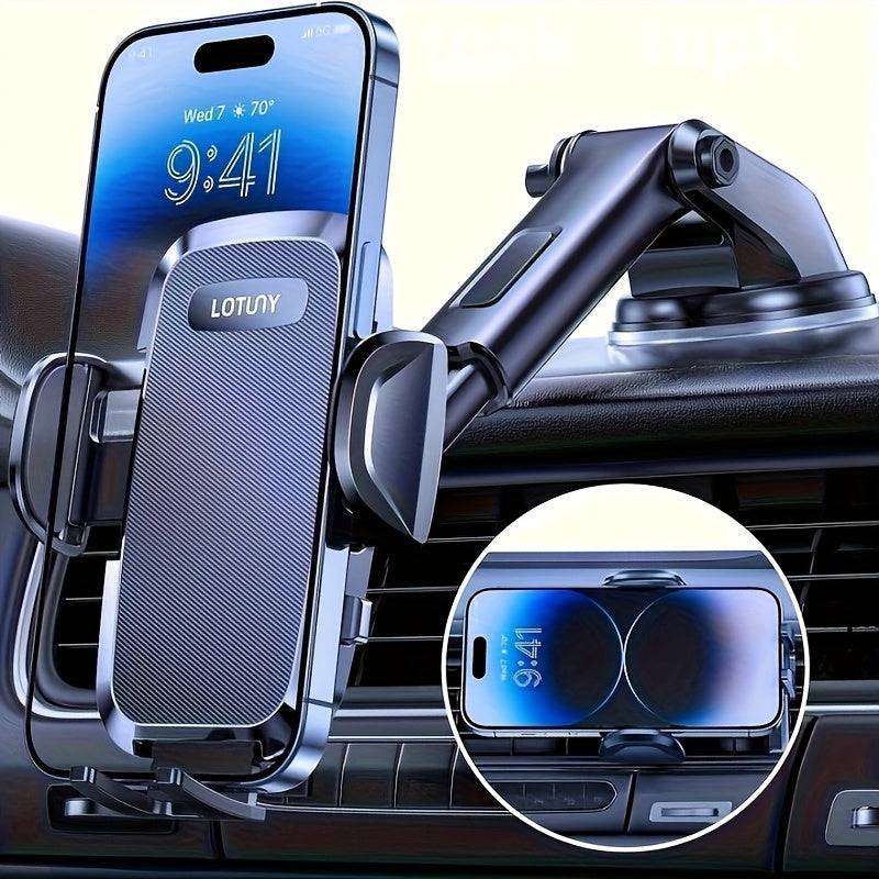 3-in-1 Universal Car Phone Holder – Hands-Free Mount for Dashboard, Windshield & Air Vent | Compatible with iPhone, Samsung, Google (4"–7.2" Phones)
