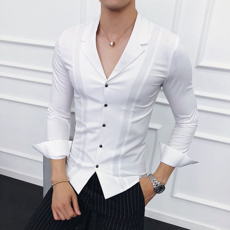 Men's Fashion Solid Color Long Sleeve Shirt - PMMNAPOLES