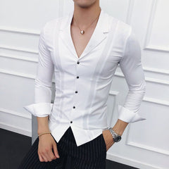 Men's Fashion Solid Color Long Sleeve Shirt - PMMNAPOLES