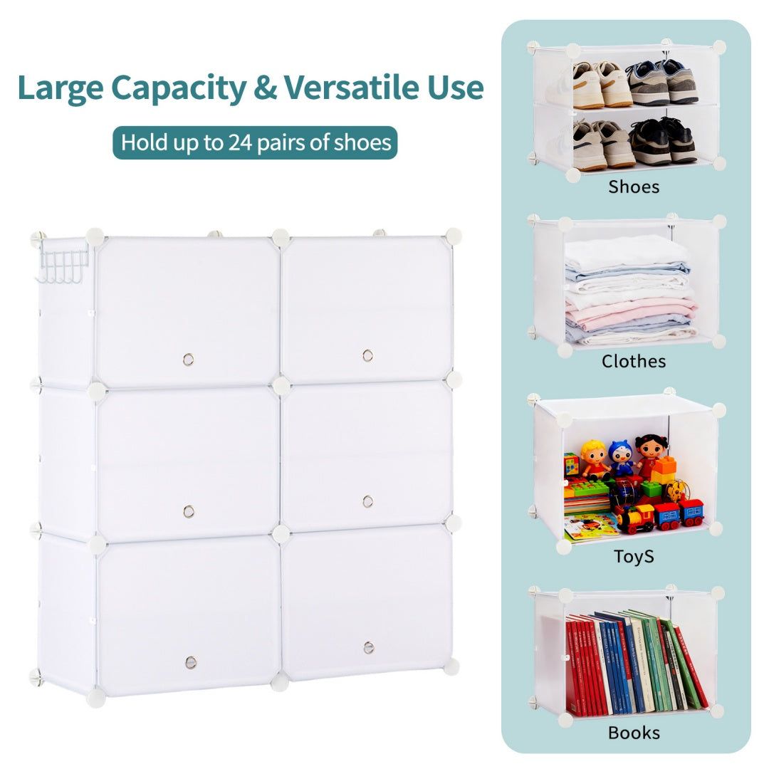 6 Tier Modular Shoe Rack Cabinet for 32 Pairs Storage