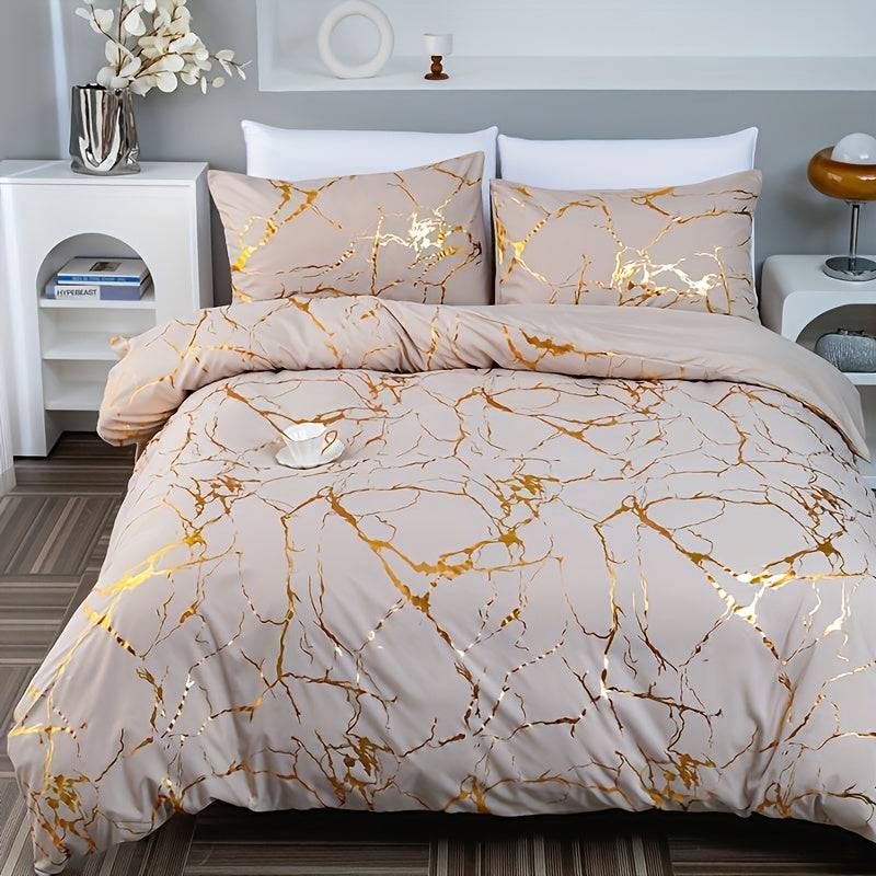 3-Piece Duvet Cover Set – Super Soft & Breathable Bronzing Texture, Includes 1 Duvet Cover + 2 Pillowcases, All-Season Bedding for Home or Dorm