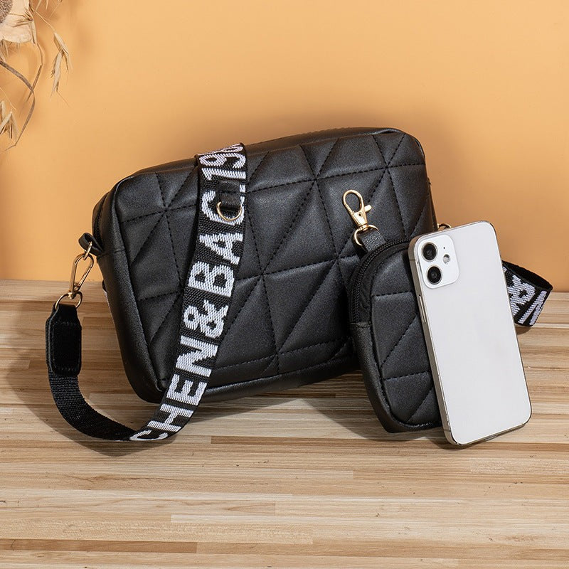 Women’s Two-Piece Messenger Bag Set PU Leather Soft Shoulder Bag with Small Crossbody Pouch