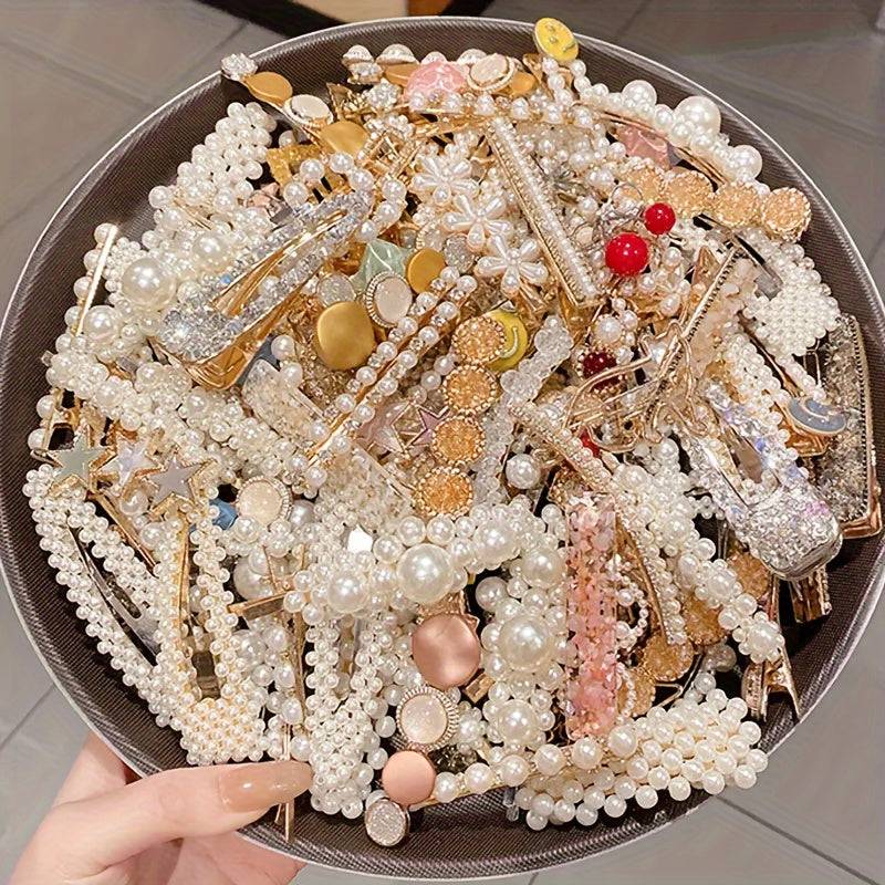 9pcs Women’s Imitation Pearl Hairpins, Trendy Multi-Style Hair Clips for Everyday Wear & Special Occasions