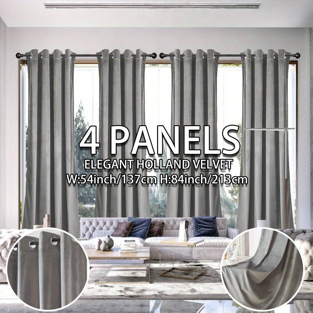 4 Panels Elegant Velvet Blackout Curtains, 90% Light Blocking with Grommet Top, Soft Pink Vintage Style for Bedroom & Living Room, 55"x84"