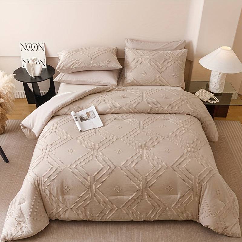 Boho Diamond Quilt Set 3-Piece – Lightweight Microfiber Comforter & Pillowcases for All Seasons