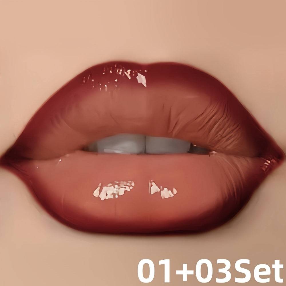 Hydrating Lip Gloss & Lip Liner Set Long-Lasting Matte Finish with Precision Lip Pencil & Nourishing Balm Universal Light Beige Shade