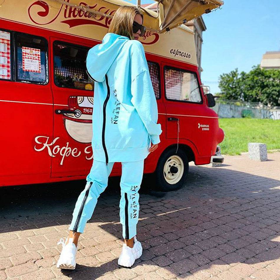 Women’s Long Hoodie Two Piece Sweatshirt Set