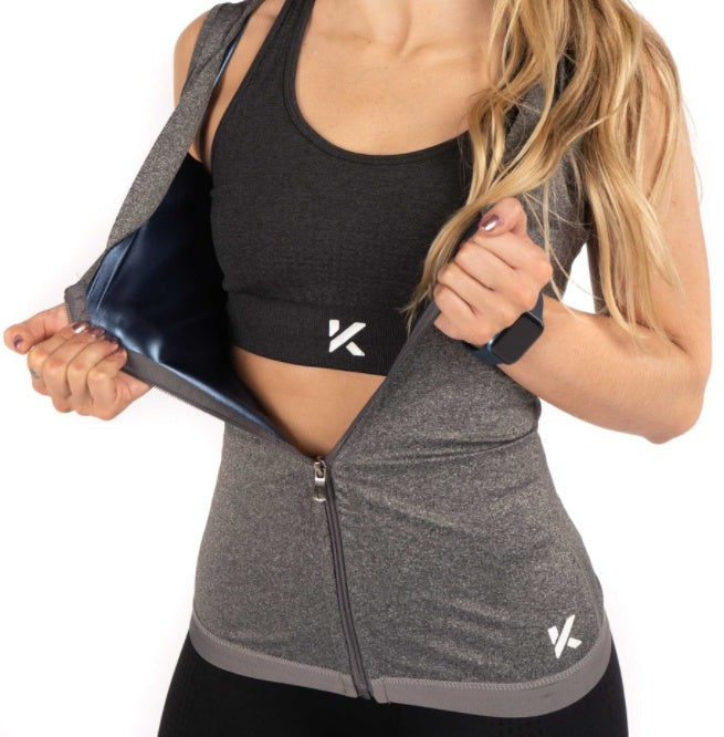 Women Sweat Vest Zipper Sauna Tank Top Body Shaper
