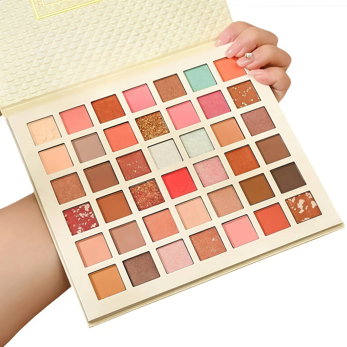 42-Color Eyeshadow Palette with Matte & Shimmer Shades, Creative Color Mixing for Eye Makeup & Blush, Ideal for Daily Looks & Festival Styling