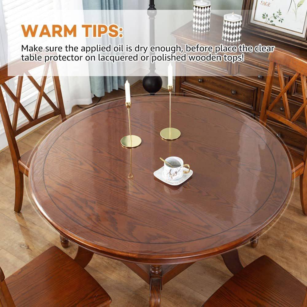 2mm Thick Transparent PVC Tablecloth Protector Durable Easy-Clean Circular Cover Multiple Sizes for Dining