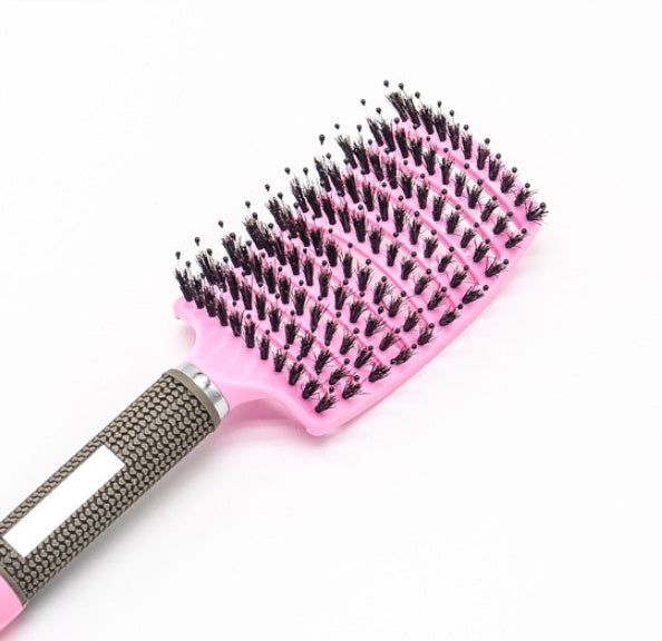 Bristle and Nylon Hair Brush with Massage and Soft Handle