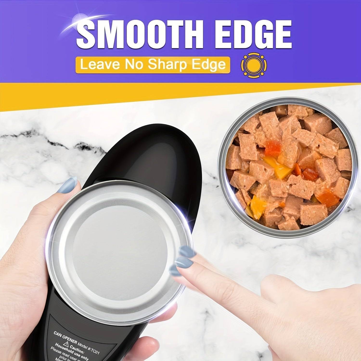 One-Touch Electric Can Opener – Battery-Operated Automatic Opener with Smooth Edge for All Can Sizes, Ideal for Seniors & Easy Use