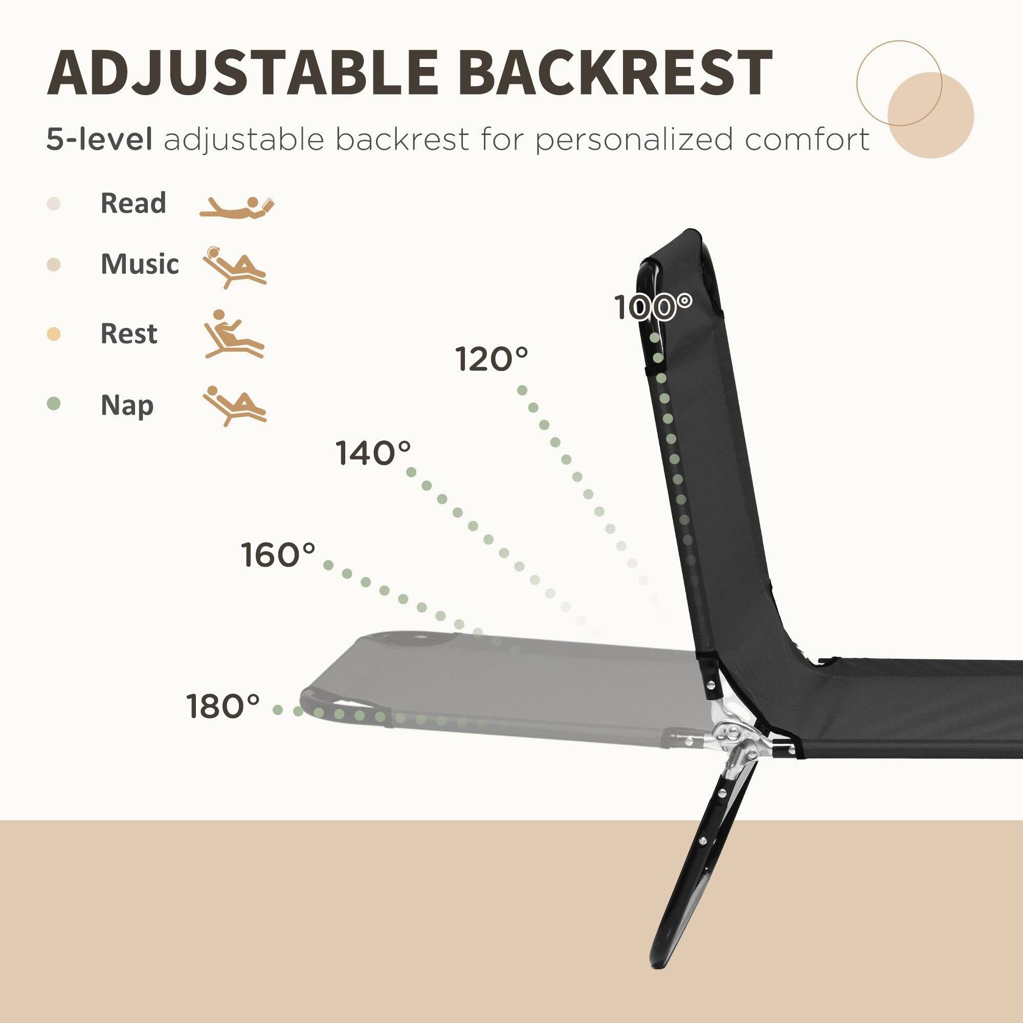 2 Piece Folding Lounge Chairs for Pool and Beach