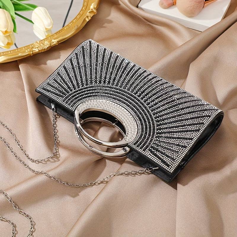 Elegant Women’s Evening Clutch Bag – Sparkling Rhinestone Detail, Golden & Black Options, Perfect for Weddings, Parties & Formal Events