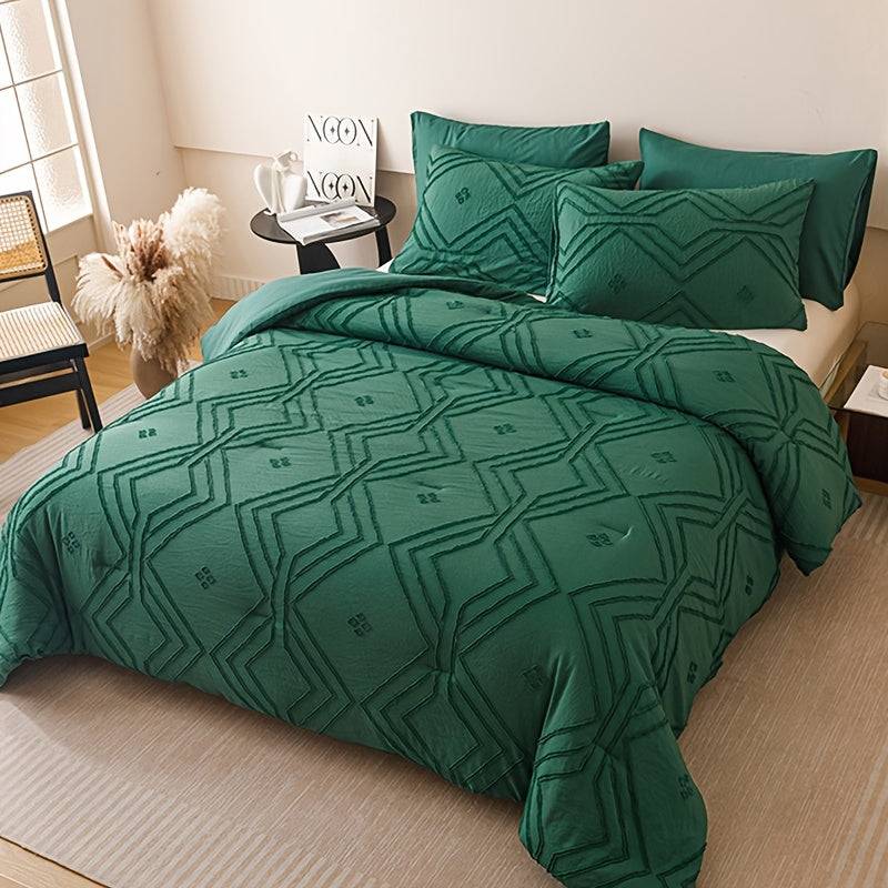 Boho Diamond Quilt Set 3-Piece – Lightweight Microfiber Comforter & Pillowcases for All Seasons