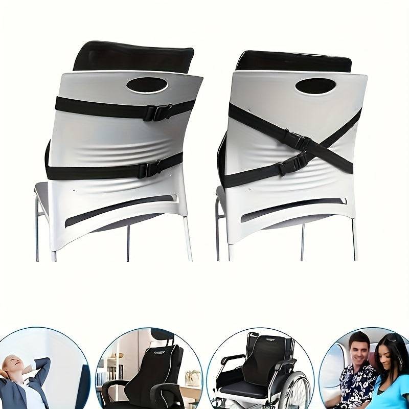 Ergonomic Lumbar Support Pillow Memory Foam Cushion with Dual Adjustable Straps for Office Chair, Car & Gaming