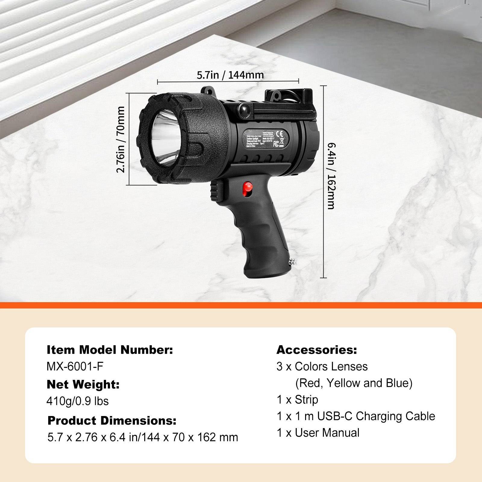 USB Rechargeable Spotlight Flashlight 200000LM