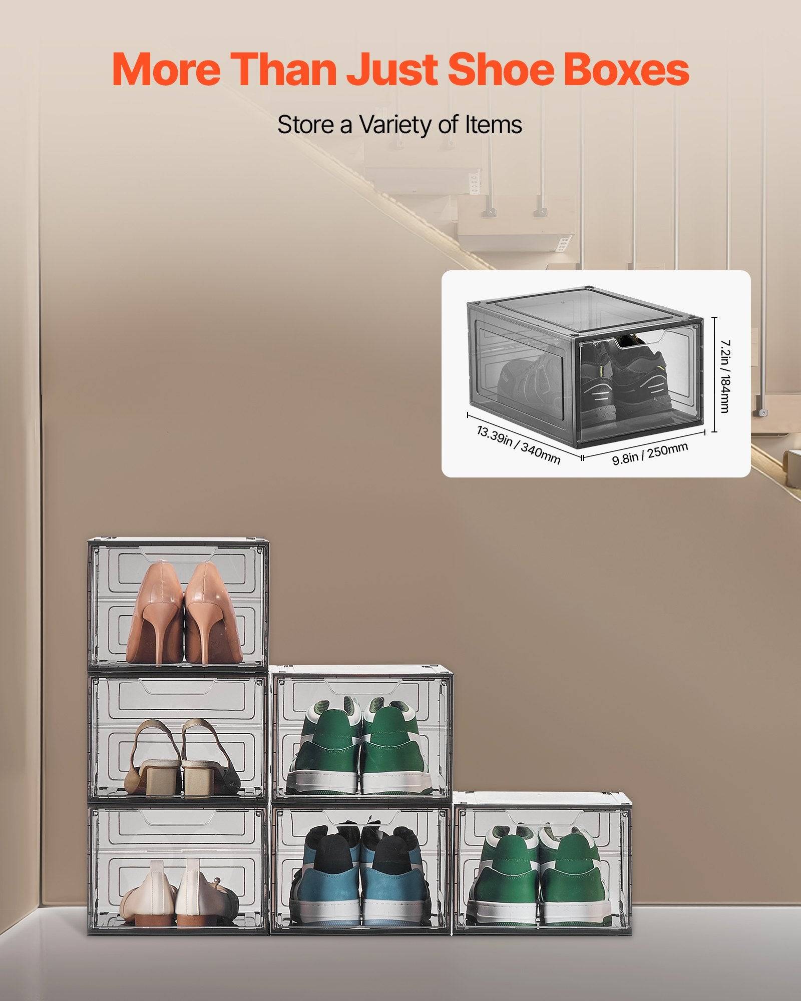 Stackable Clear Shoe Boxes With Magnetic Door 6 Pack