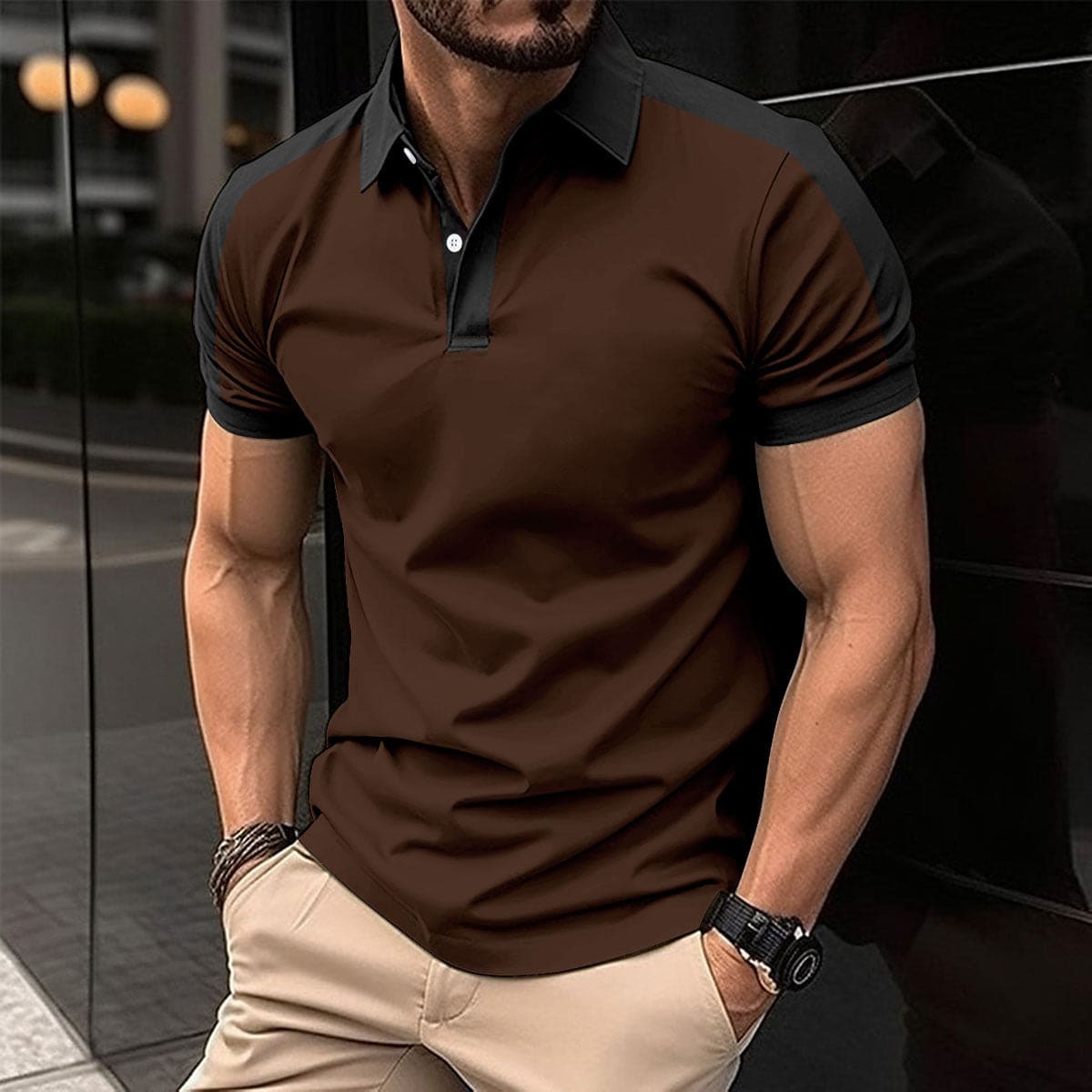 Men's Short Sleeve Business Shirt Summer Casual Polo Shirts - PMMNAPOLES