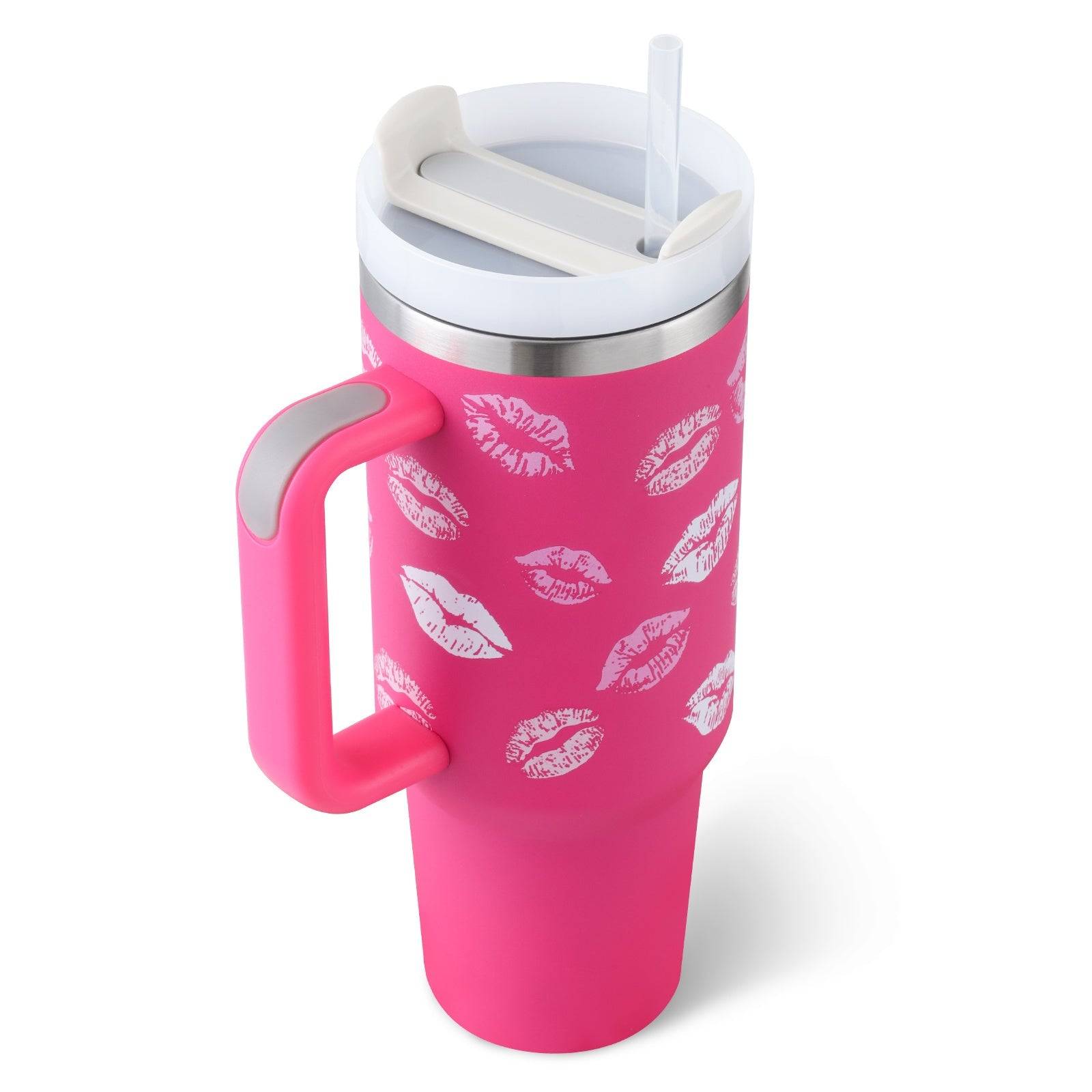 40oz Stainless Steel Insulated Tumbler with Handle and Straw