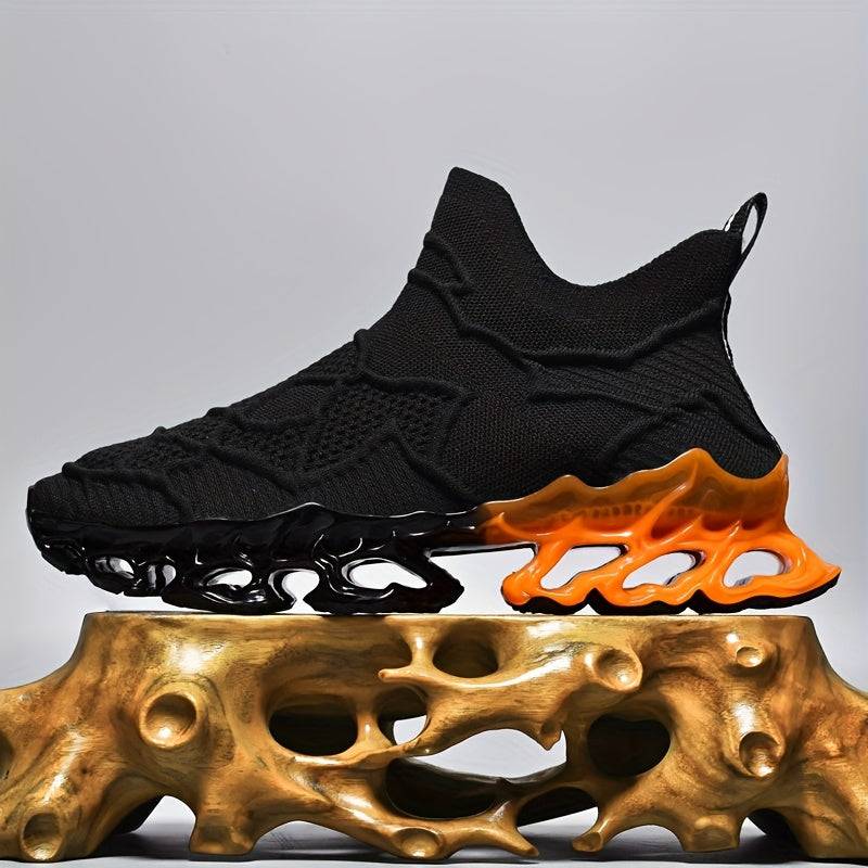 Men’s Blade Running Shoes with Shock Absorption & Slip-On Design, Breathable Low-Top Sneakers with TPU Sole & EVA Cushion for Hiking & Workouts