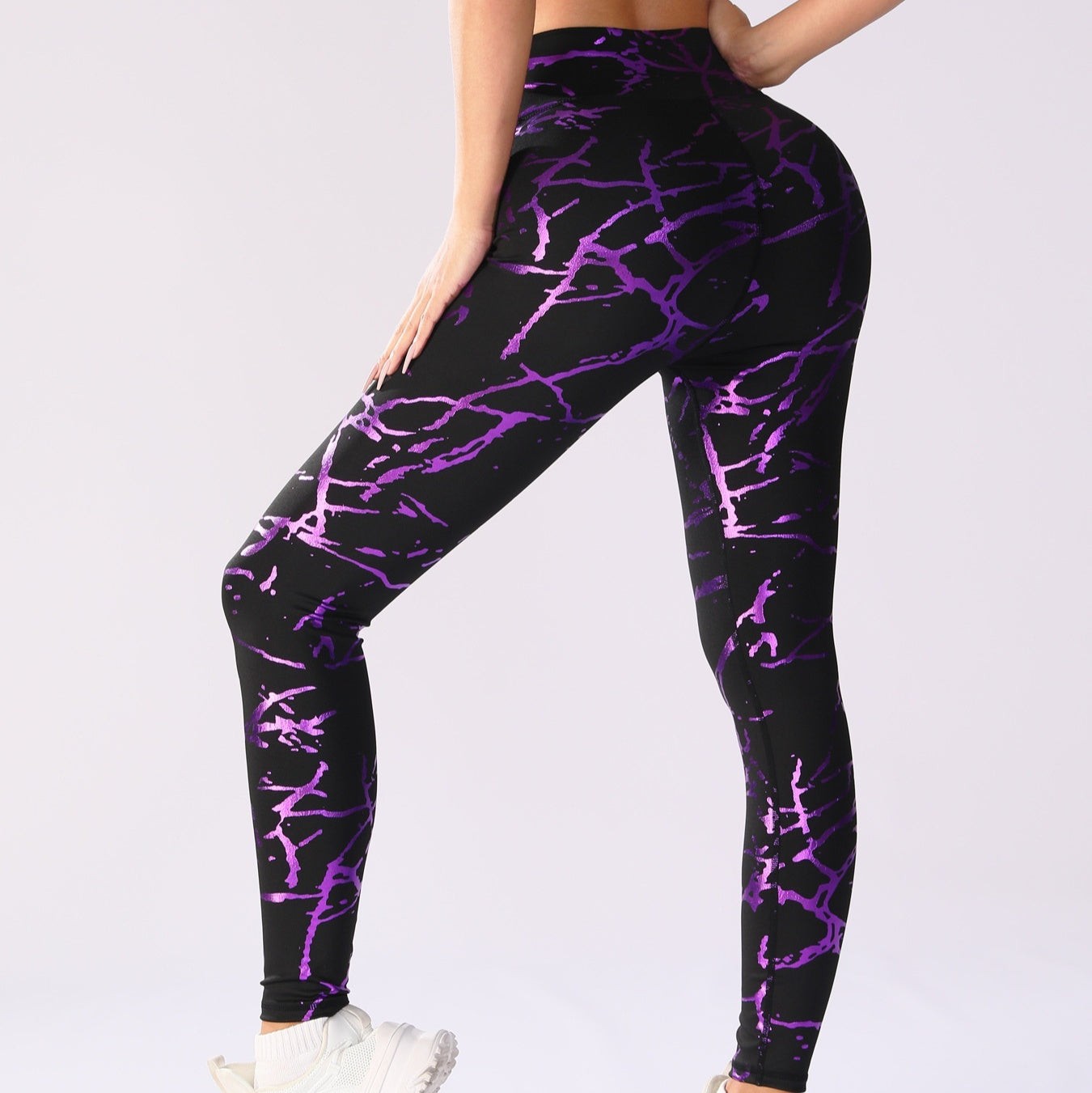 Women’s High Waist Bronzing Leggings Shiny Polyester Slim Fit Hip Lift Pants for Sports and Casual Wear