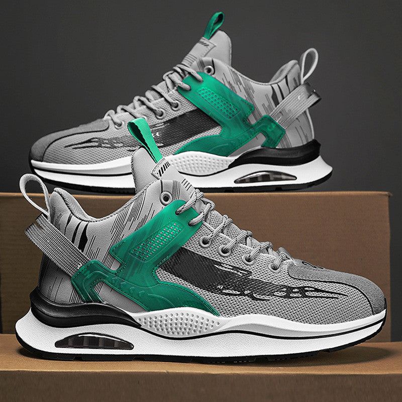 Men’s Casual Platform Sports Shoes Color Block Lace-Up Sneakers with PVC Rubber Sole Lightweight Design