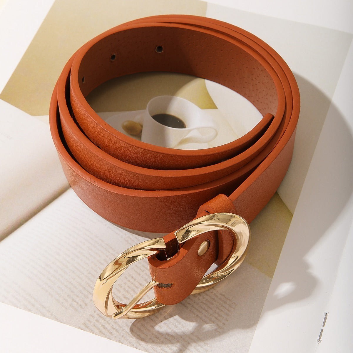 Women Adjustable Faux Leather Belt 105cm Snap Closure