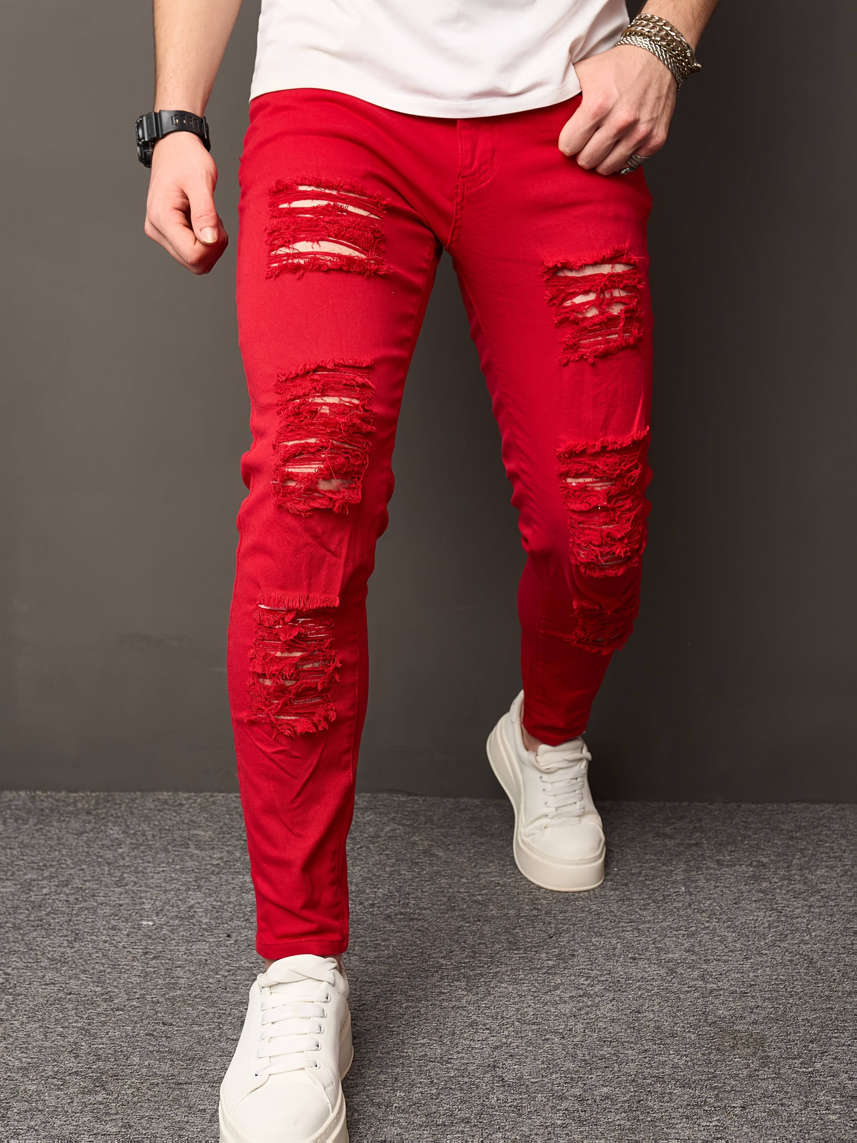 Men’s Fashion Jeans Youth Streetwear Denim Pants with Slim Fit Design Modern Casual Style for Everyday Wear