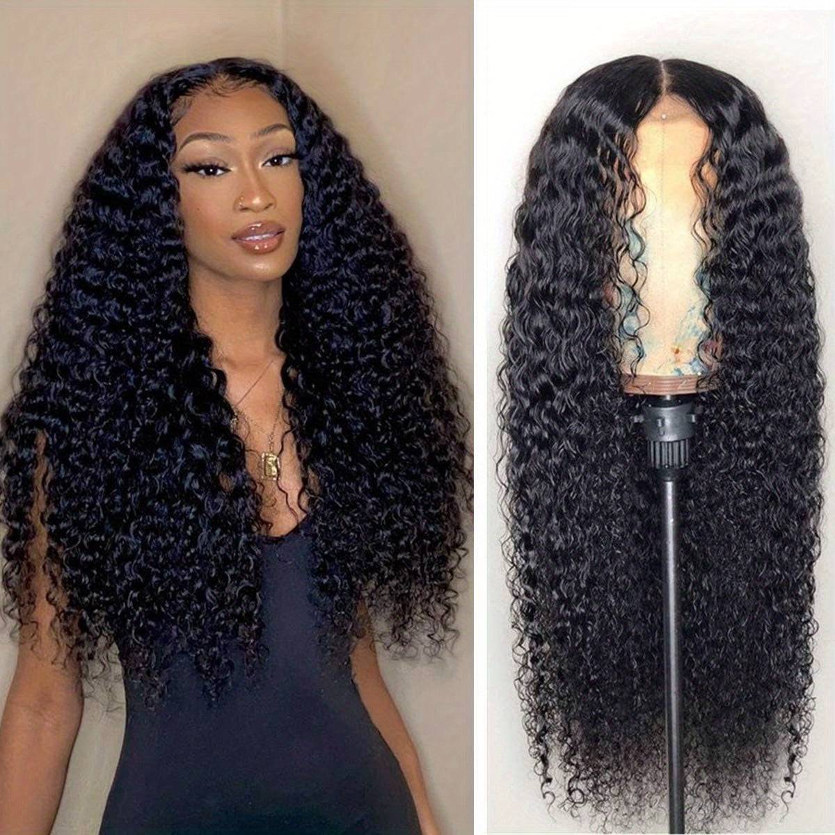 Brazilian Virgin Human Hair Wig Deep Wave 4x4 HD Lace Closure 180% Density with Pre-Plucked Baby Hair Natural Black, Soft, Tangle-Free for Daily & Special Occasions