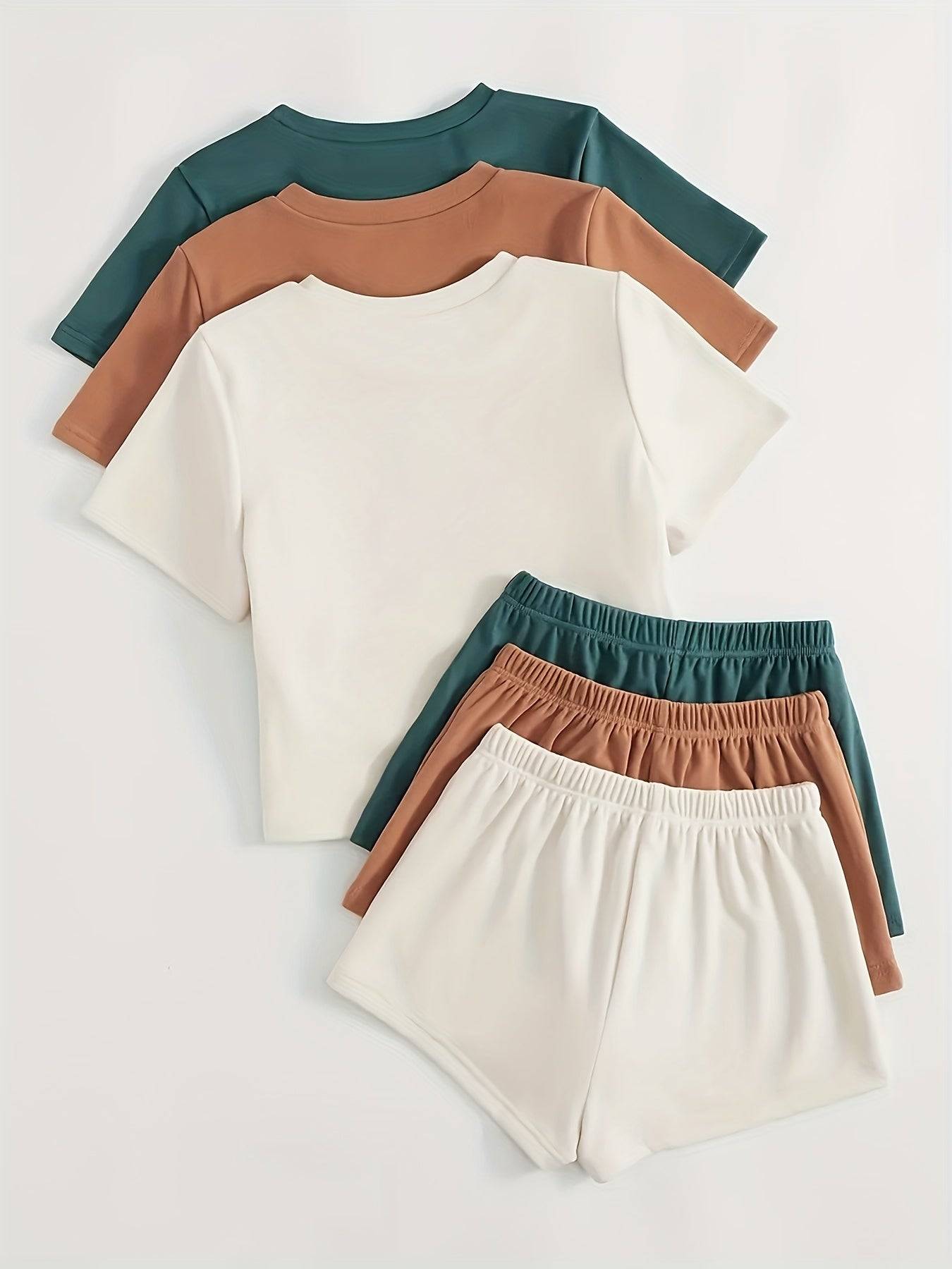 Women’s Summer Loungewear Set Soft Round Neck T-Shirt & Shorts Pajama Set for Casual Comfort