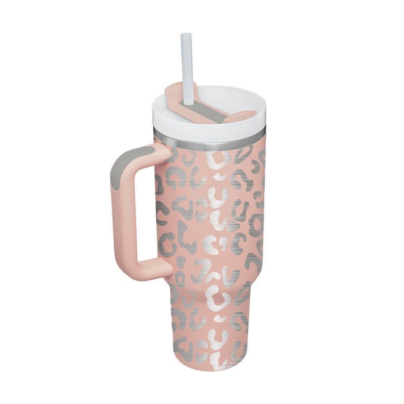 40oz Stainless Steel Insulated Tumbler with Handle and Straw