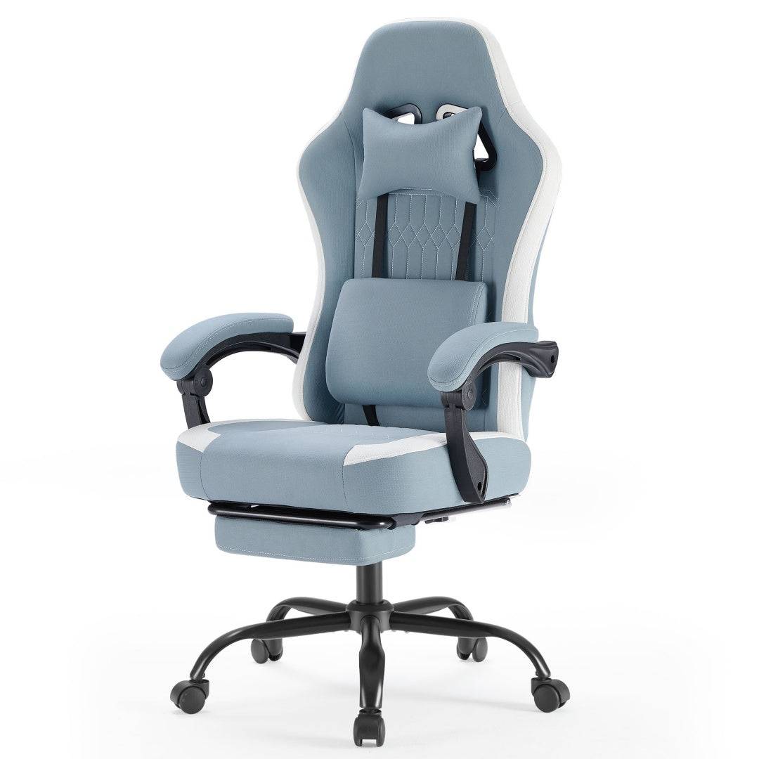 Ergonomic Gaming Chair with Spring Cushion and Footrest