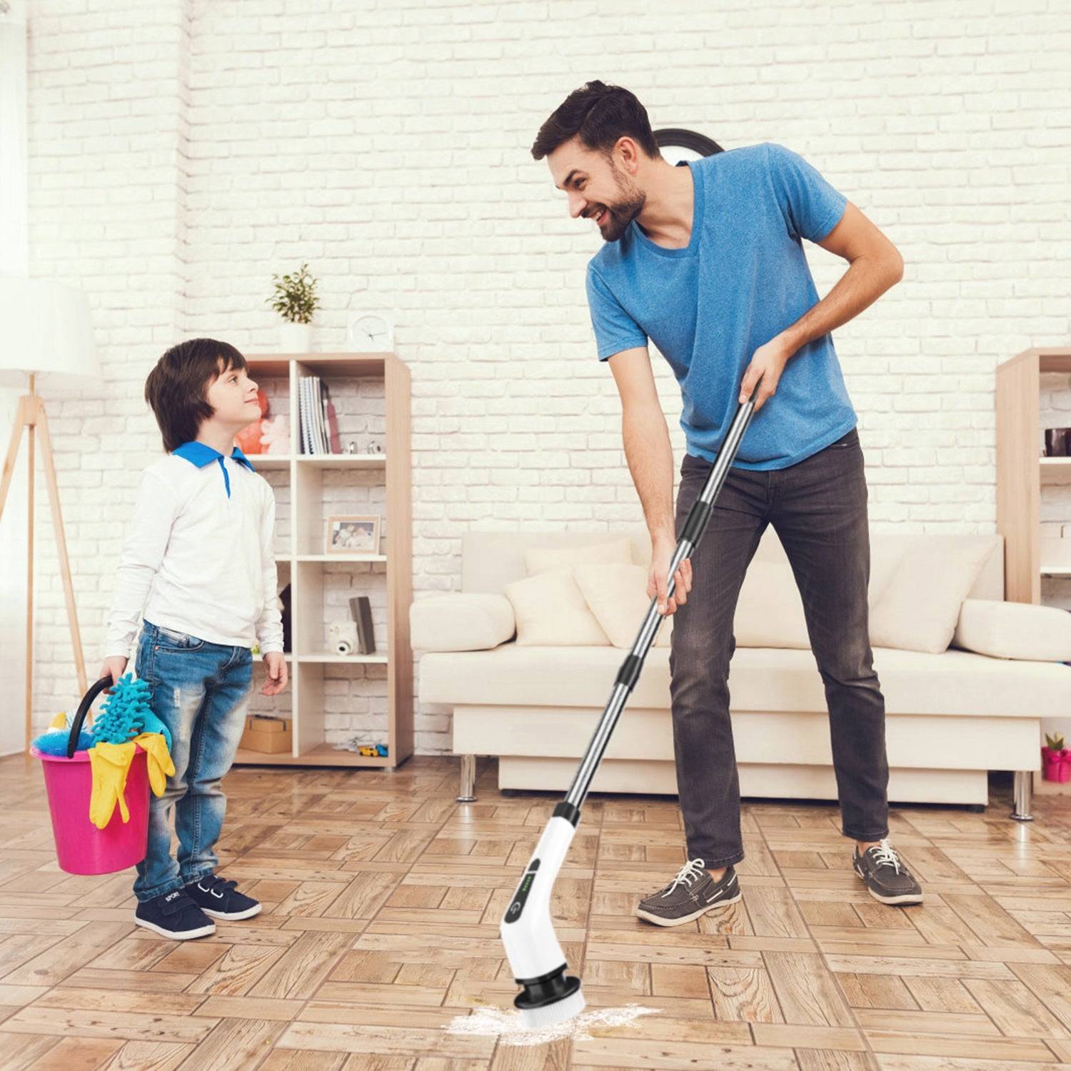 Cordless Electric Spin Scrubber With Extension Arm Kit