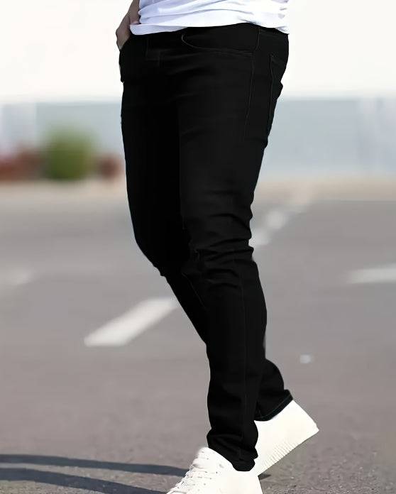 Men’s Casual Slim Fit Jeans Solid Color Denim Pants for Everyday Wear Modern Style Comfortable Trousers
